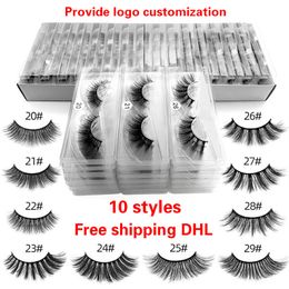 Print your logo 10 styles #20-29 Eyelashes 3d Mink Lashes Natural Mink fake Eyelashes Makeup False lashes 70 pairs free DHL