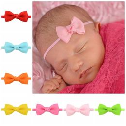 20pcs/Lot 2 Inch Kids Small Cute Bow Tie Headband Diy Bow knot Grosgrain Ribbon Bow Hairband Elastic Hair Bands Hair Accessories 706