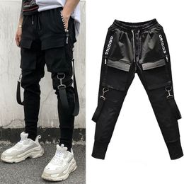 Hip Hop Men Cargo Pants High Street Kpop Casual Cargo Pants with Pockets Joggers Modis Streetwear Trousers Asian Size223o