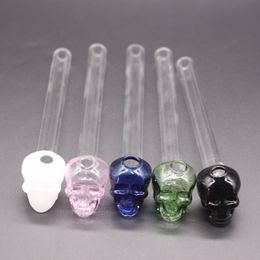 Newpipes Skull Glass Oil Burner Pipe 5 Inch Pyrex Colourful Smoking Pipes