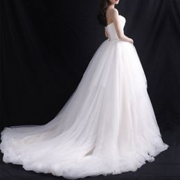 Strapless Ball Gown Wedding Dresses Ivory Strapless lace-up Back Court Train Long Bridal Gowns Wedding Dresses Accept Custom Made