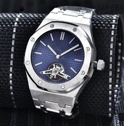 Luxury men Watch 41mm 26522 26510 Blue Dial Tourbillon Mechanical Transparent Stainless steel Automatic Mens Watches