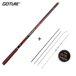 Goture Rod Combo Telescopic Fishing Rod 3.0M-7.2M Carbon Fibre 2/8-3/7 Power Hand Pole+Fishing Float Rig&Spare Top-three Tips