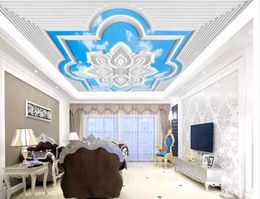 Modern White European carved bl Watercolour Hand-painted Murals Wallpaper Living Room Bedroom Pastoral Background Wall Painting 3D Wall Paper