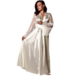 Women's Sleepwear Women Pyjamas Satin Long Nightdress Silk Lace Lingerie Nightgown Sexy Robe nightgown sexy lingerie hot