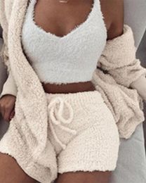 New Knitted Casual Women Two Piece Set Short Jumpsuit Winter Female Solid Tracksuit Women 'S Autumn Soft Warm Playsuit Size S-3XL