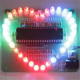 Freeshipping 5pcs DIY Electronic Kit Heart Shape Colorful LED Module Love Water Light STC89C52 Parts & Components Design