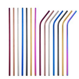 Drink Straws Reusable Metal Straw Colorful Drinking Straws Size 215mm*6mm 304 Stainless Steel