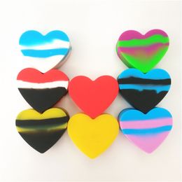 Latest Colourful Silicone Heart-shaped 18ML Storage Seal Box Herb Tobacco Portable Container Stash Case Wax Oil Rigs Smoking Holder DHL Free