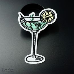 Cocktail (Size:7.1X9.0cm) DIY Badges Patch Embroidered Applique Sewing Label Clothes Stickers Apparel Accessories Badge