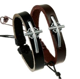 Hot sale 100% Leather Bracelet heart Cross Charm Men Bracelet Fashion Alloy Charms Bracelet Jewelry Party Fine Jewelry Leather For Unisex