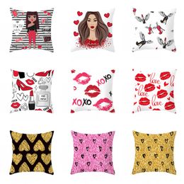 Kiss Lips Pillow Case Lipstick High Heel Girl Home Pillowcase Valentine Day Wedding Engagement Anniversary Day Decorative Pillow Cover