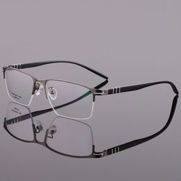 Luxury-EOOUOOE Design Men Metal Optical Glasses Semi-Rimless Frame Men's Prescription Gafas Myopia Male Glasses oculos de grau masculin