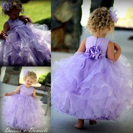 Crew Princess Gown Custom Cute Little Flower Girl Dress Ankle Length Hand Made Flowers Bows Kids Prom Birthday Dress