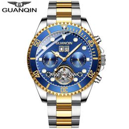 2019 New GUANQIN Clock Automatic diving watch mechanical swimming waterproof Tourbillon style clock men luxury relogio masculino