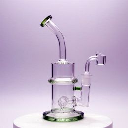 Glass Smoking Pipes Hookahs Green Ring 8.5Inches Glass Bong with 14mm Frosted bowl Global delivery