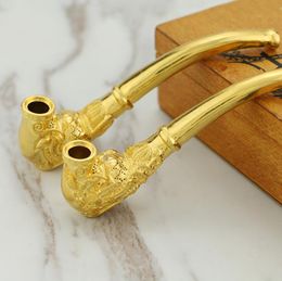 Gold Brass Material Philtre Portable Innovative Design Dragon Smoking Pipes Phoenix Pattern factory outlet