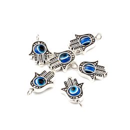 100pcs Antique Silver Huge Hamsa Hand EVIL EYE Kabbalah Charms Pendants 28mm Good Luck Charms