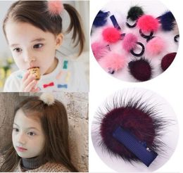 lovey girls bay barrettes kids cute hair accessories elastic ball pom hairpin for girls great quality with best price free shipping