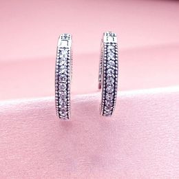 Wholesale- classic CZ diamond stud earrings for Pandora 925 sterling silver with box rose gold-plated ladies earrings holiday gift