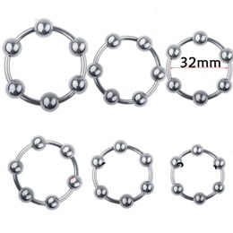 AA Designer Sex Toys Unisex Stainless steel Cockrings glans ring with six beads ejection delay ejaculation products for men penis sex toys