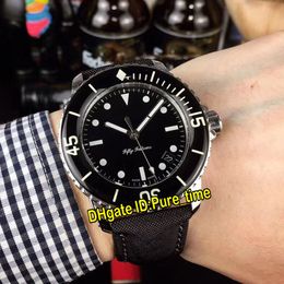 New Fifty Fathoms Nageurs De Combat 5015E-1130-B52A Miyota 8215 Automatic Mens Watch 50 Fathoms Black Dial Leather Strap Watches Pure_time