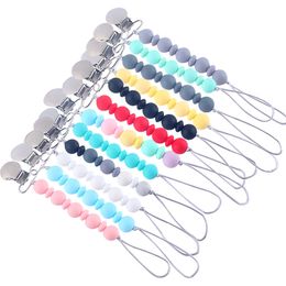 13 Colours Silicone Bead Pacifier Holders Newborn Pacifier Chains Pacifier Clips Baby Teething Nipple Holder kids Chew Toys M2187