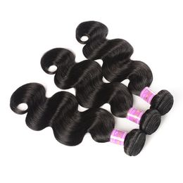 Natural colors Brazilian virgin human hair weaves body wave style 8-30 inch unprocessed hair wefts DHL Free