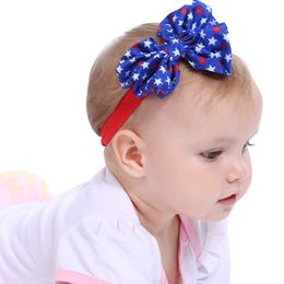 Newborn baby Headbands Kids US Independence Day Holiday Headband Chiffon Elastic Flower Headdress Girls Hair Headwear for toddler KHA62