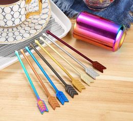 Creative arrow shape fruit fork dessert fork stainless steel cake fork coffee mixer 7 Colours household tableware flatware