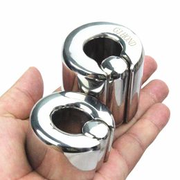 10 Size Cockrings Stainless Steel Scrotum Pendant Lock Rings Cock Cage Ball Stretcher Bound Ring for Men BB-2-310