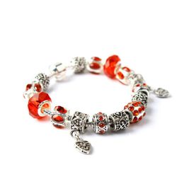 Wholesale- European Charm Bead Pandora Bracelet for Women's Crystal 6 colors Snake Bone Bracelet Jewelry