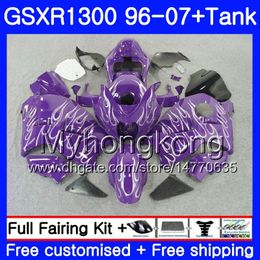 1Set For SUZUKI Hayabusa GSXR-1300 03 04 05 2006 2007 333HM.2AA Purple flames GSXR1300 96 GSXR 1300 2002 2003 2004 2005 06 07 Fairing +Tank