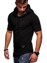 QNPQYX new hooded streetwear t Shirt Men hip hop Striped Fitness Hooded Casual Sports T-shirtPolo Homme De Marque Haute Qualite