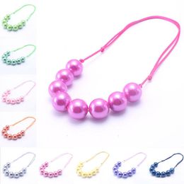 New Design Adjusted Rope Baby Kid Chunky Necklace Fashion Toddlers Girls Bubblegum Bead Chunky Necklace Jewelry Gift For Children