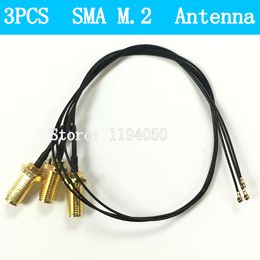 Freeshipping 3Pcs U.FL IPEX MHF4 to RP-SMA 0.81mm RF Pigtail Cable Antenna for NGFF/M.2 19cm/7.4" Wholesale 3G 4G Module