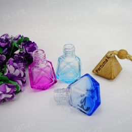 wholesale 8ML Spray Colour Triangle Diamond Car Pendant Perfume Glass Bottle Fine Car Hanging Empty Bottle