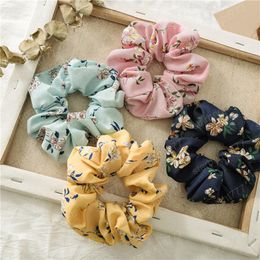 Summer Chiffon Hair Scrunchies Rubber Elastic Hair Bands Floral Ponytail Holder Sweet Scrunchie Women Hair Accessories