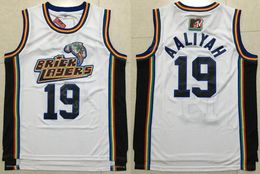 Moive 19 Aaliyah Jersey 1996 MTV Rock N Jock Men Basketball Bricklayers Jerseys Team White Color Sport Free Shipping