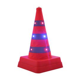 41cm High Foldable Double Warning LED Safety Road Cone Barrier Expansion Ice-cream Cone Charging Reflective Traffic Cones