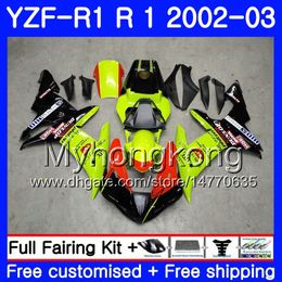 Bodys For YAMAHA YZF1000 YZFR1 YZFR1 2002 2003 Bodywork 237HM51 YZF1000 YZF-R1 02 YZF1000 Frame YZFR1 02 03 Fairing neon fluorescent yellow