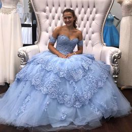 Vestidos Azul Cielo Para Quinceañera Oferta Online | DHgate.com