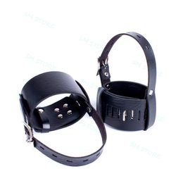 Locking Bondage Leather Ankle Belts Restraint Cuffs Fixed to High Heel Shoes Straps Slave Sex Toys for Couple A43