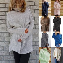 Fashion Winter Sweater 2018 Women Knitted Pullovers Turtle Neck Long Sleeve Loose Knitwear Casual Solid Jumper Pull Femme