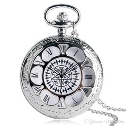 2018 Luxury Anime Black Butler Kuroshitsuji Cosplay Sebastian Ciel Exquisite Silver Necklace Chain Quartz Pocket Watch Unisex Valentine Gift