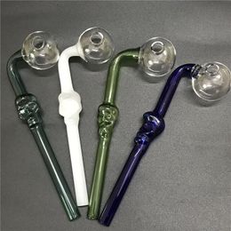 Glass Pipes Skull Smoking Handle Pipe Blown Recycler Best Oil Burner Pyrex Curved Mini 6 inches Smoking Accessories