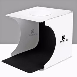 bianco PULUZ Mini Fotografia Shadowless LED inferiore del pannello della luce Pad 2 pannelli a LED ID Photo Studio di ripresa Box Tenda