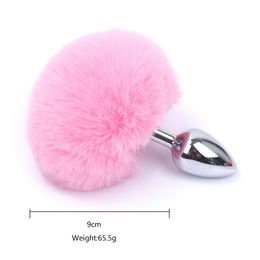 Rabbit Tail Massage Balls Cosplay Anal Beads Metal Butt Plug Sex Toy Adult Games