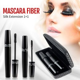 New Fashion Long Curling Eyelash Black Cool Fibre Mascara Eye Lashes Makeup 3D Fibre Lash Mascara set