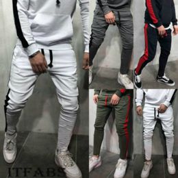 Pantalones jogger de hombre 2019 Nueva raya urbana pantalones rectos casuales delgado gimnasio pantalones largos S-2XL